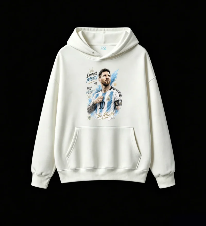 Buzo polar El Maestro Messi, retrato artístico para hinchas argentinos