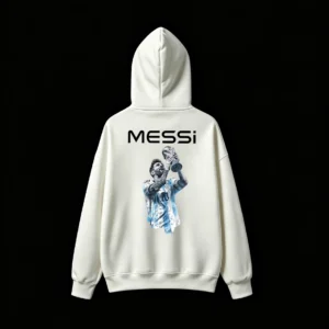 Buzo capucha polar con estampa trasera Messi y Copa del Mundo