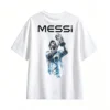Remera algodón estampa trasera Messi con Copa del Mundo y letra MESSI