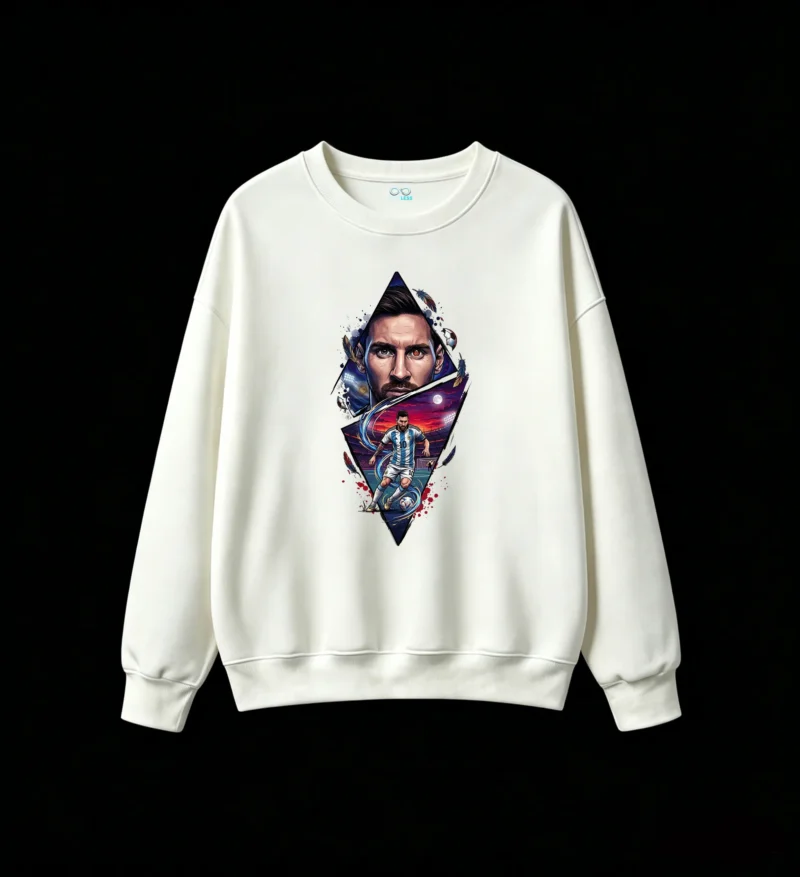 Sudadera polar estampa gráfica de Messi en el pecho
