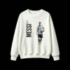 Sudadera polar cuello redondo, estampa figura Messi y letras verticales