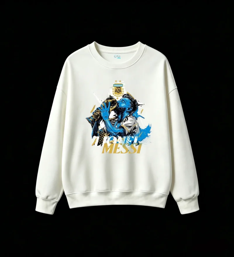 Sudadera polar Messi besando la Copa del Mundo