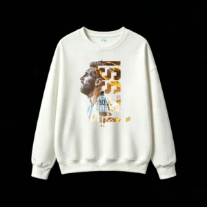 主图_2 Sudadera polar retrato de Messi con letras huecas verticales