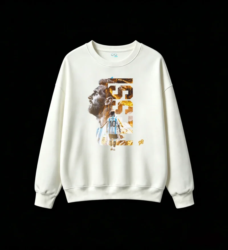 主图_2 Sudadera polar retrato de Messi con letras huecas verticales
