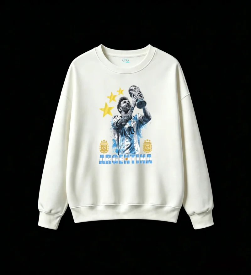 Sudadera Messi con Copa del Mundo y tres estrellas de Argentina