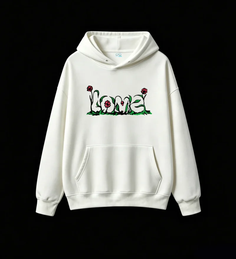 Buzo capucha, estampa Love Floral