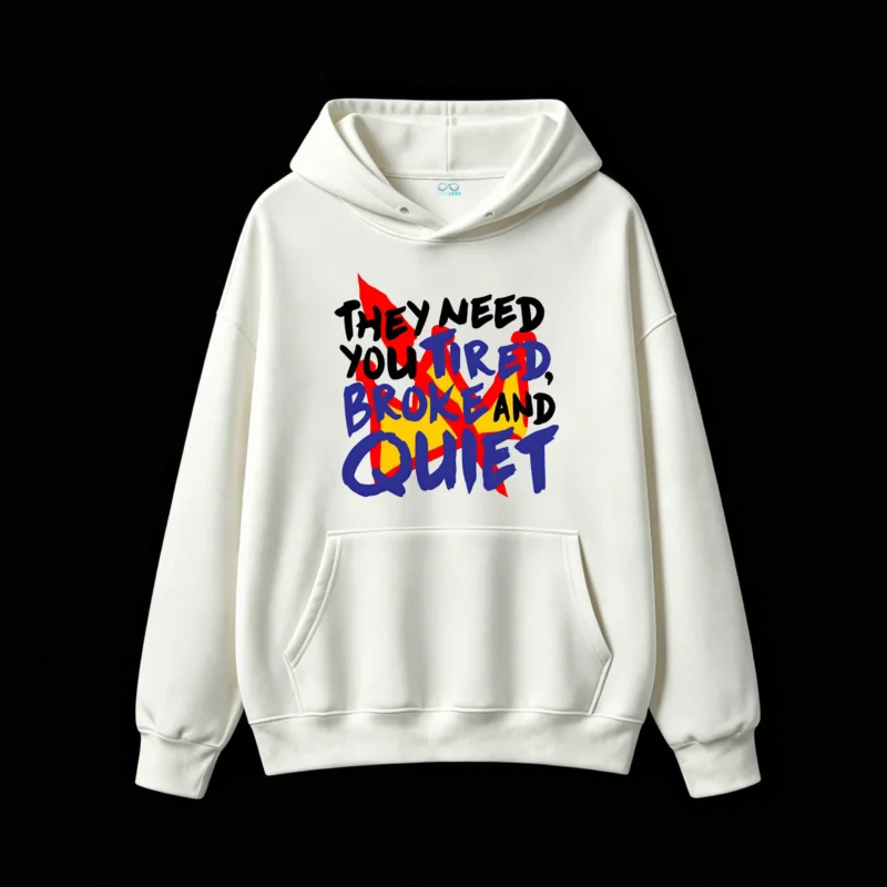 主图_2 Buzo capucha, diseño Tired Broke Quiet