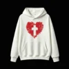Buzo capucha, corazón cruz estampado