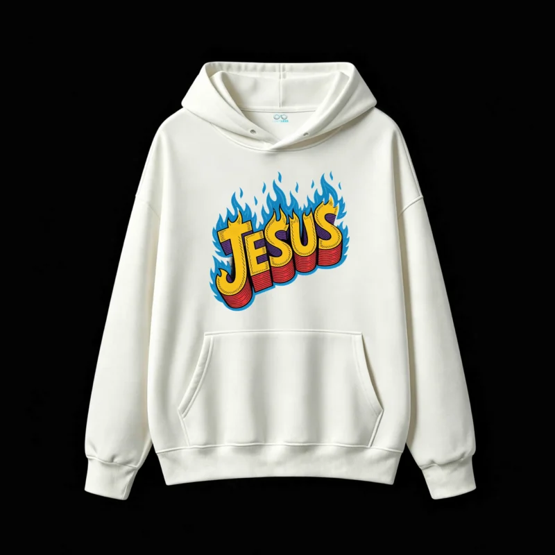 主图_2 Buzo capucha, estampa Jesús fuego vintage