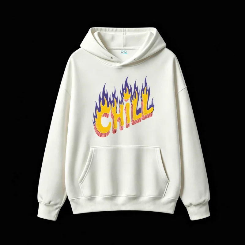 Buzo capucha, Chill fuego diseño gráfico