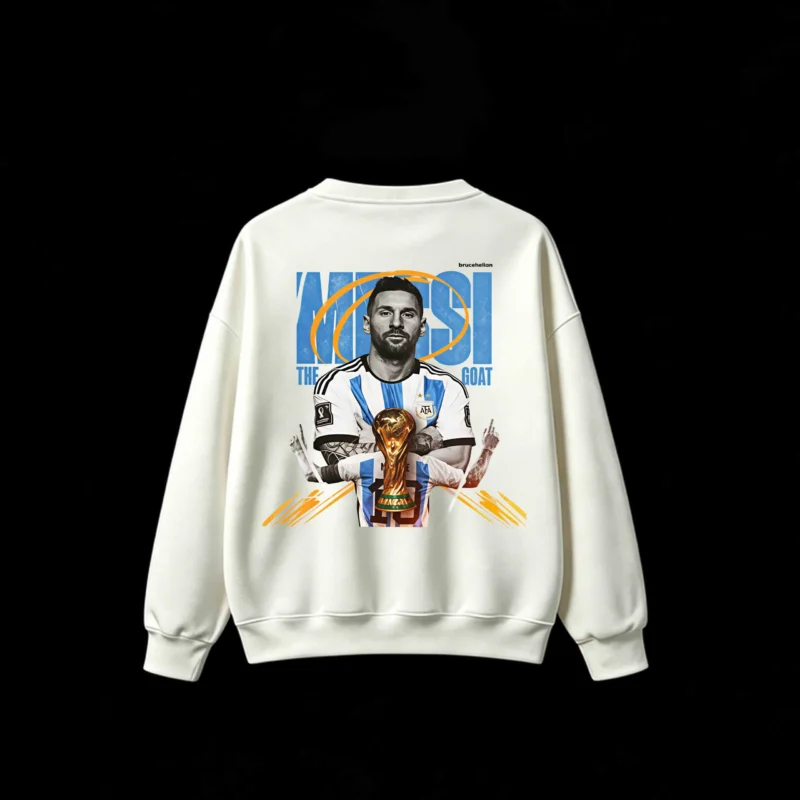Lionel Messi GOAT World Cup Champion Back Print Sweatshirt