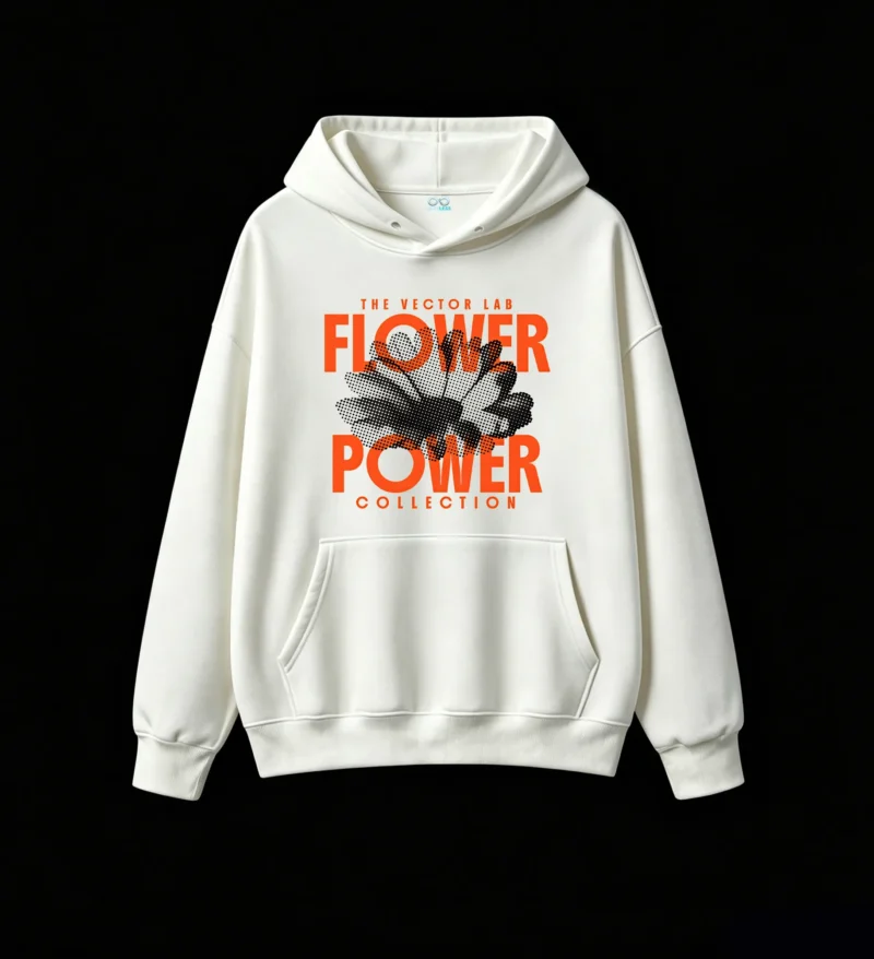 Buzo capucha, estampa Flower Power retro