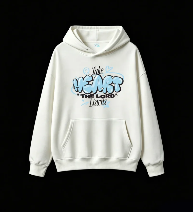 Buzo capucha, Take Heart estampado