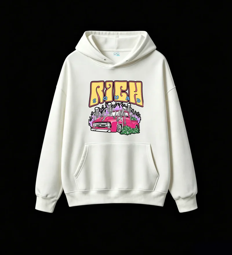 Buzo capucha Rich Squad, diseño gráfico