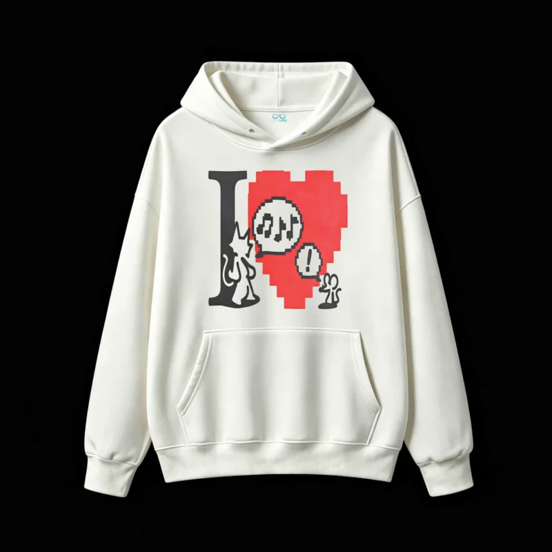 Buzo capucha, pixel arte corazón estampado