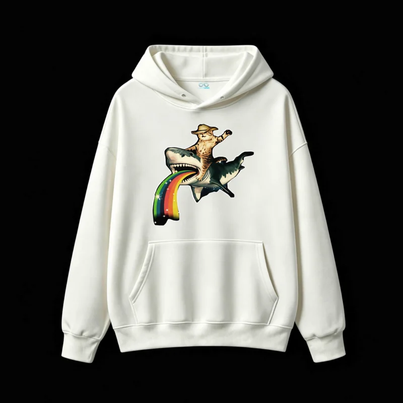 主图_2 Buzo capucha, gato vaquero tiburón arcoíris