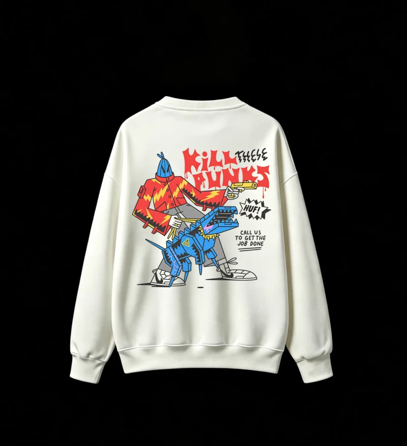 Kill Punks Back Print Graphic Crew Neck Sweatshirt