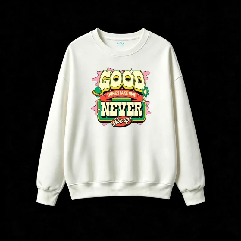 主图_2 Buzo cuello redondo, estampa Good Things retro urbano