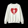 Buzo cuello redondo, corazón cruz gótico diseño casual