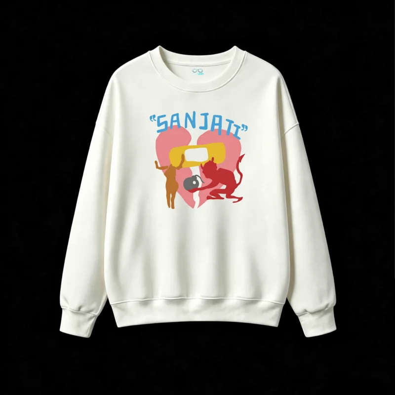 Buzo cuello redondo, estampa Sanjati diseño urbano