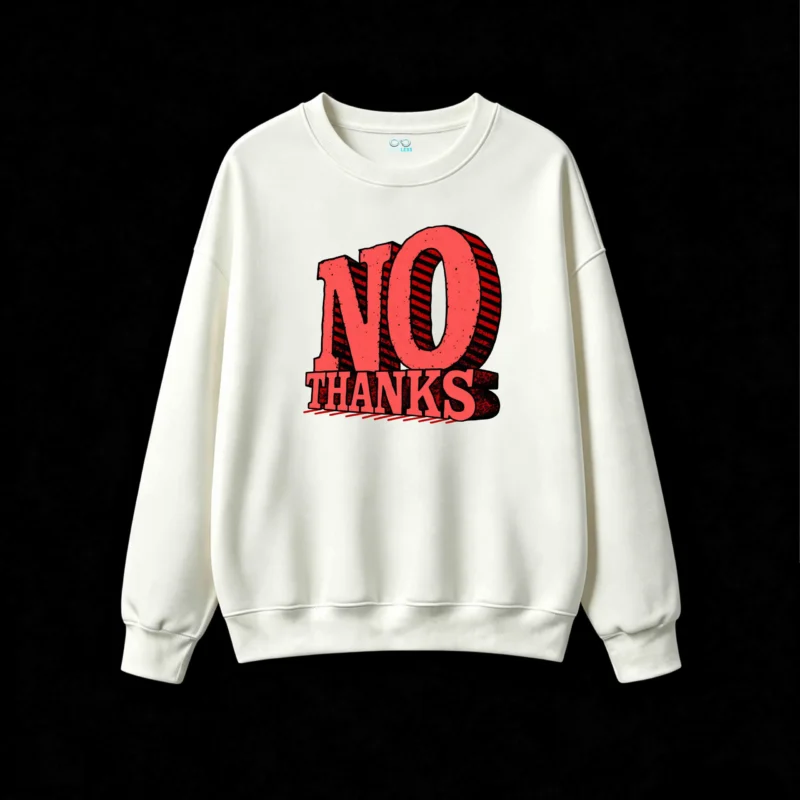 Buzo cuello redondo, estampa No Thanks corte holgado urbano