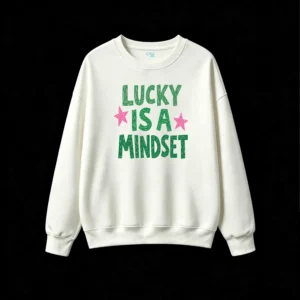 主图_2 Buzo cuello redondo, estampa Lucky Is A Mindset verano