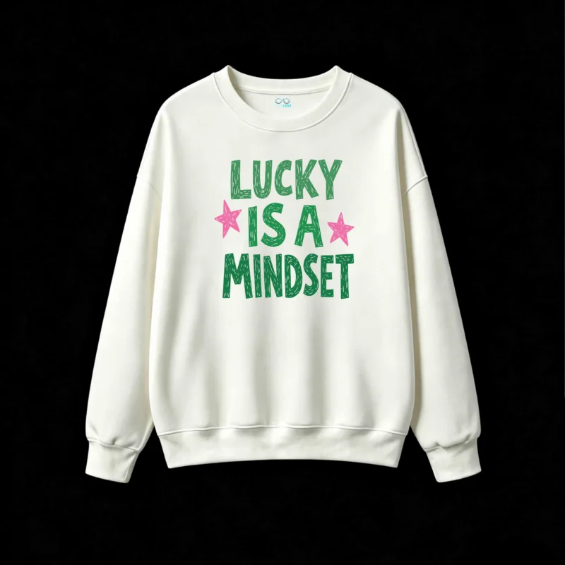 主图_2 Buzo cuello redondo, estampa Lucky Is A Mindset verano