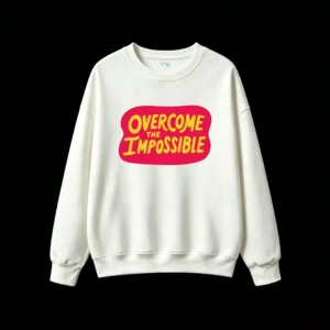 Buzo cuello redondo, estampa Overcome The Impossible holgado