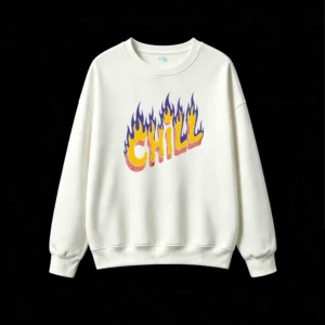 主图_2 Buzo cuello redondo, estampa Chill Fuego holgado urbano