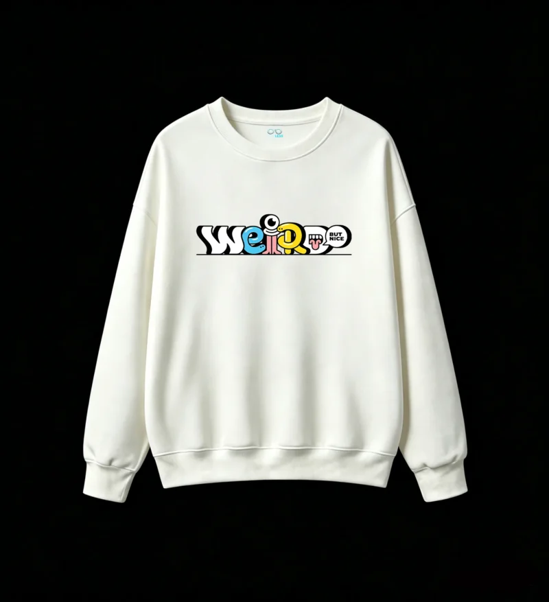 Buzo cuello redondo, estampa Weird But Nice diseño urbano