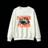 Buzo cuello redondo, estampa Flower Power retro