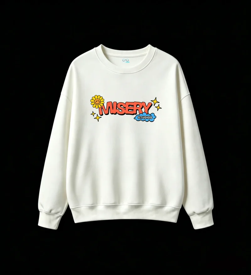 Buzo cuello redondo Misery Studios, estampa Y2K