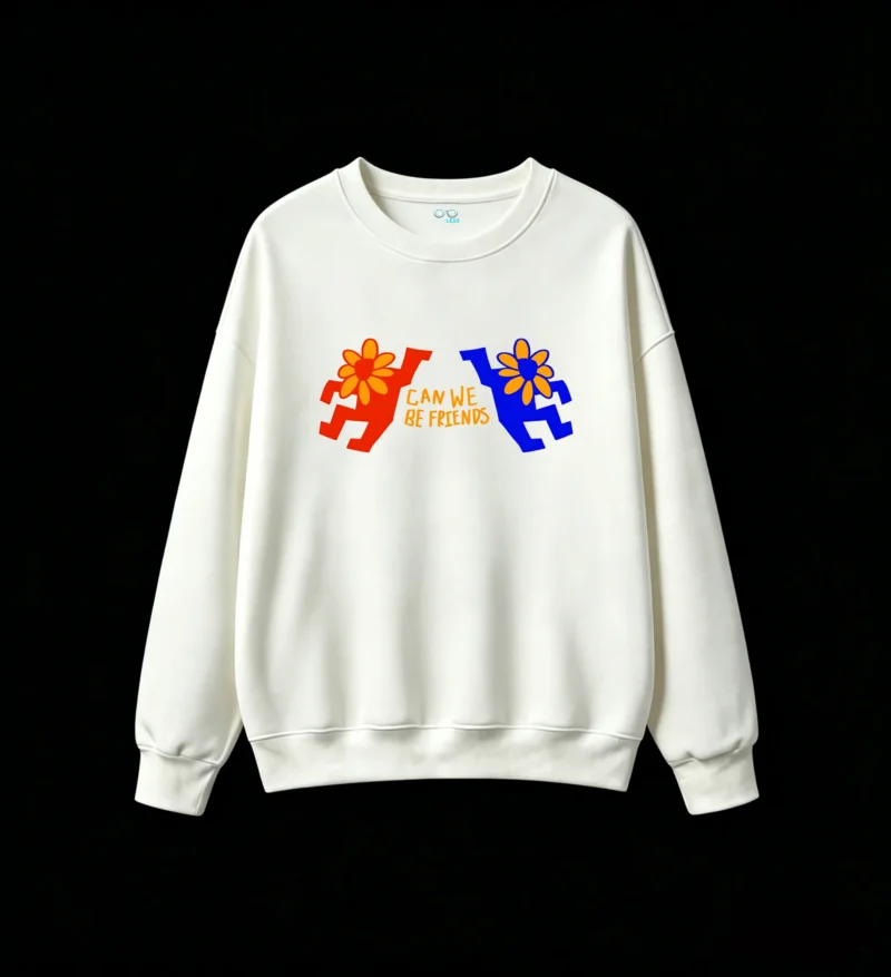 Buzo cuello redondo, diseño artístico abstracto estampado