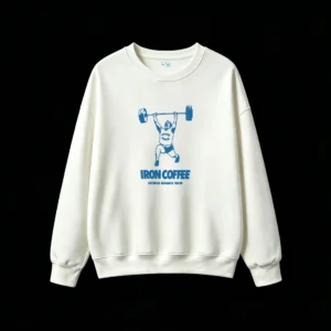 主图_2 Buzo cuello redondo, Iron Coffee gimnasio pesas estampado
