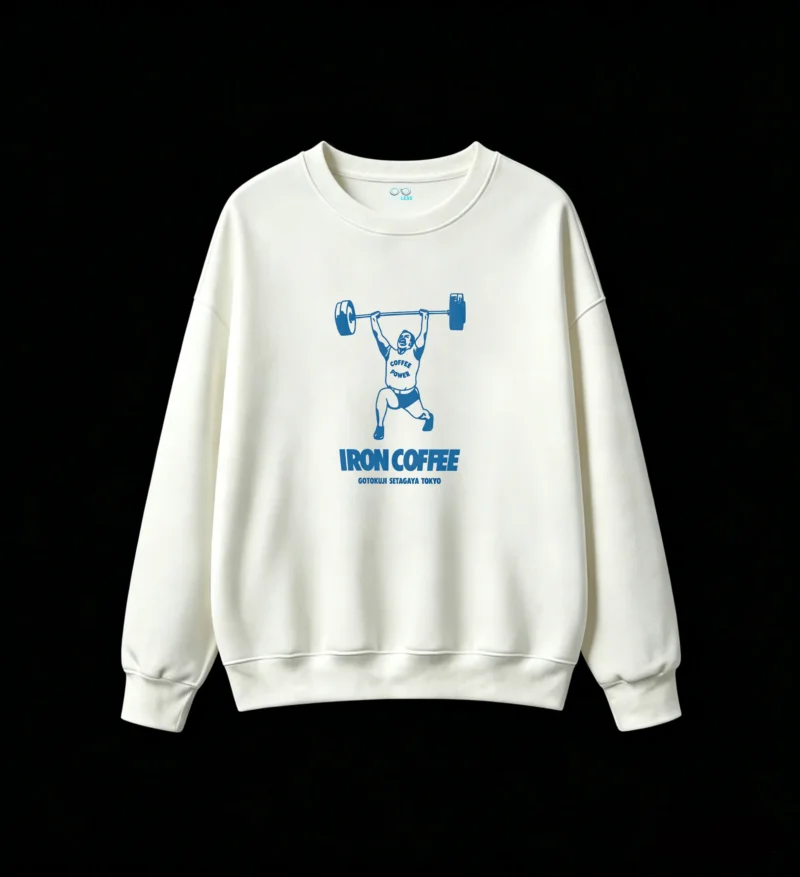 Buzo cuello redondo, Iron Coffee gimnasio pesas estampado