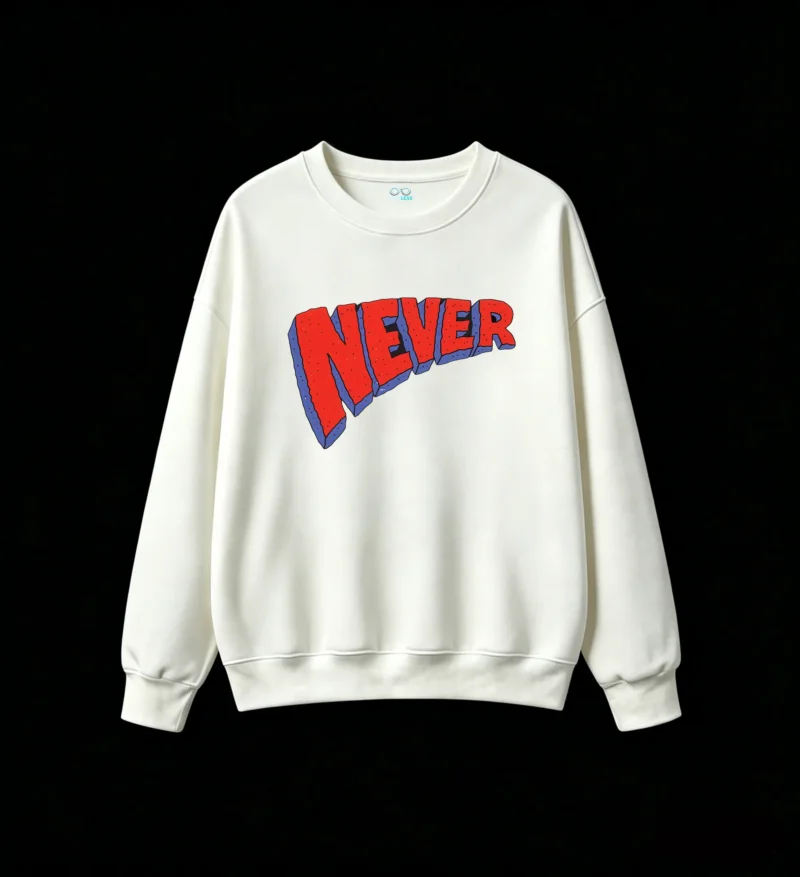 Buzo cuello redondo, estampa Never urbano casual