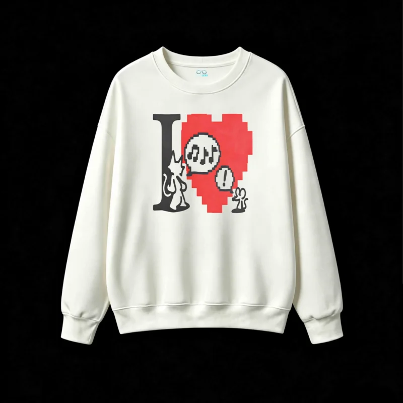 主图_2 Buzo cuello redondo, pixel arte corazón diseño casual