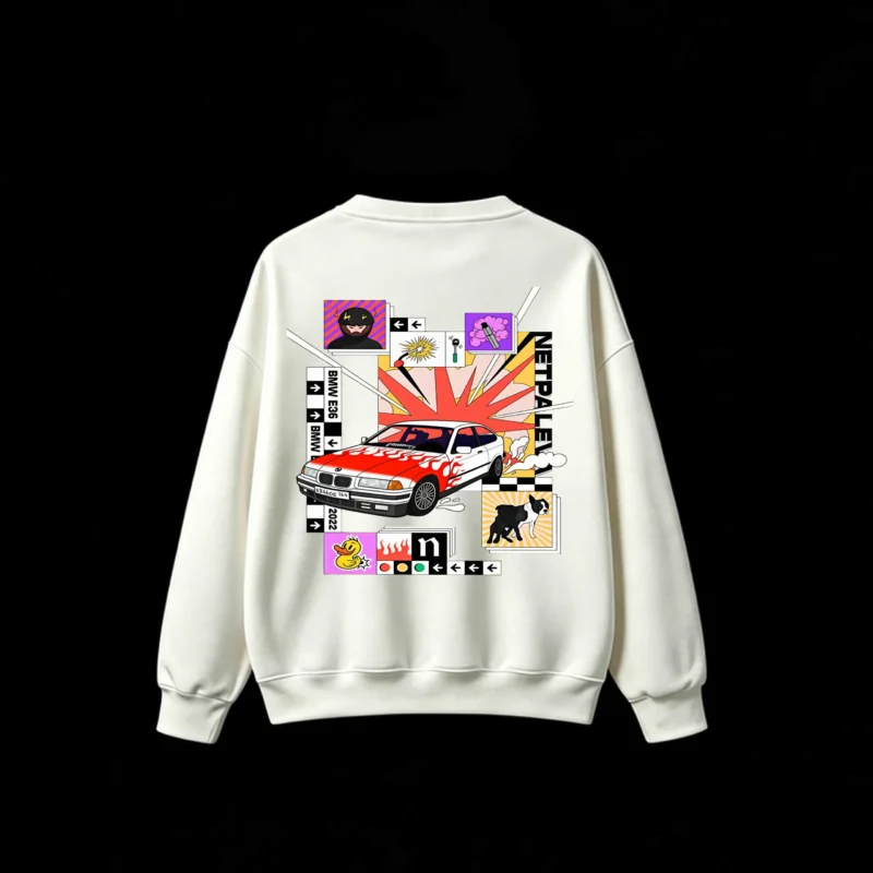 主图_2 BMW E36 Drift Car Back Print Crew Neck Sweatshirt