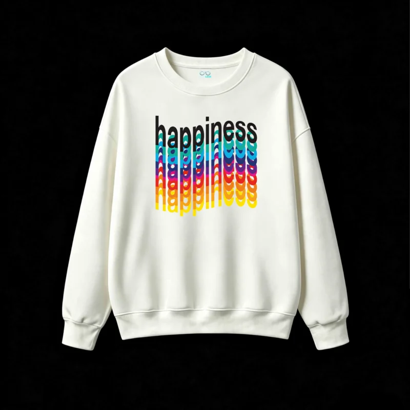 Buzo cuello redondo, felicidad multicolor estampa casual