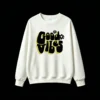 Buzo cuello redondo, estampa Good Vibes vintage casual