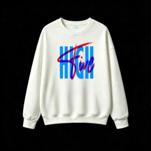 Buzo cuello redondo, estampa High Five holgado urbano