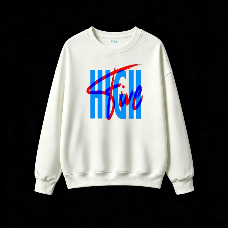 主图_2 Buzo cuello redondo, estampa High Five holgado urbano