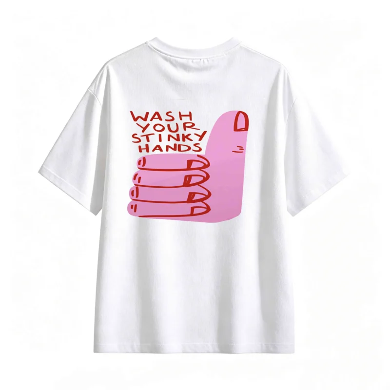 Remera Algodón Estampada Wash Your Stinky Hands Diseño Cool