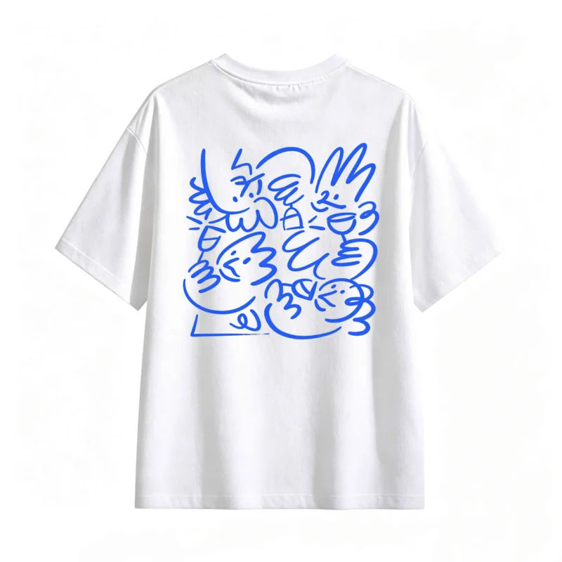 Remera Algodón Estampado Doodle Abstracto Urbano Premium