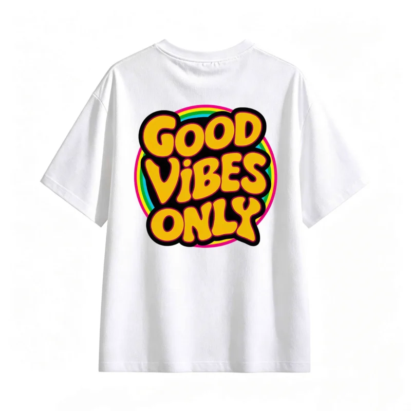 主图_2 Remera Algodón Good Vibes Estampado Retro Verano Calidad