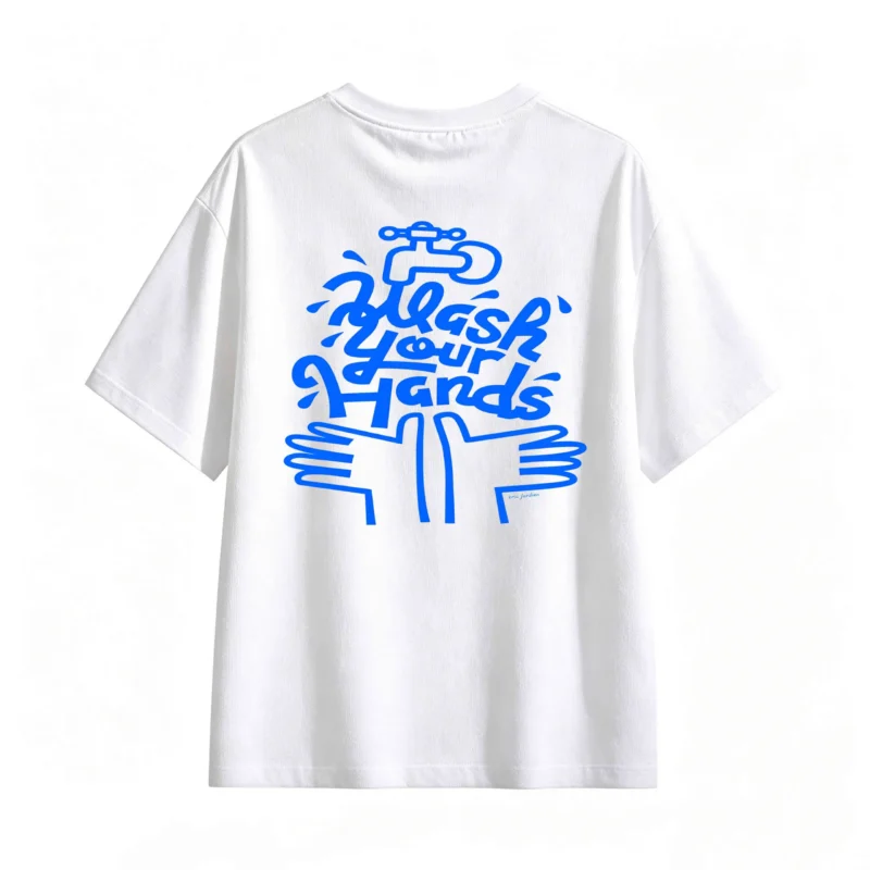 Remera Algodón Estampada Wash Your Hands Diseño Urbano Premium