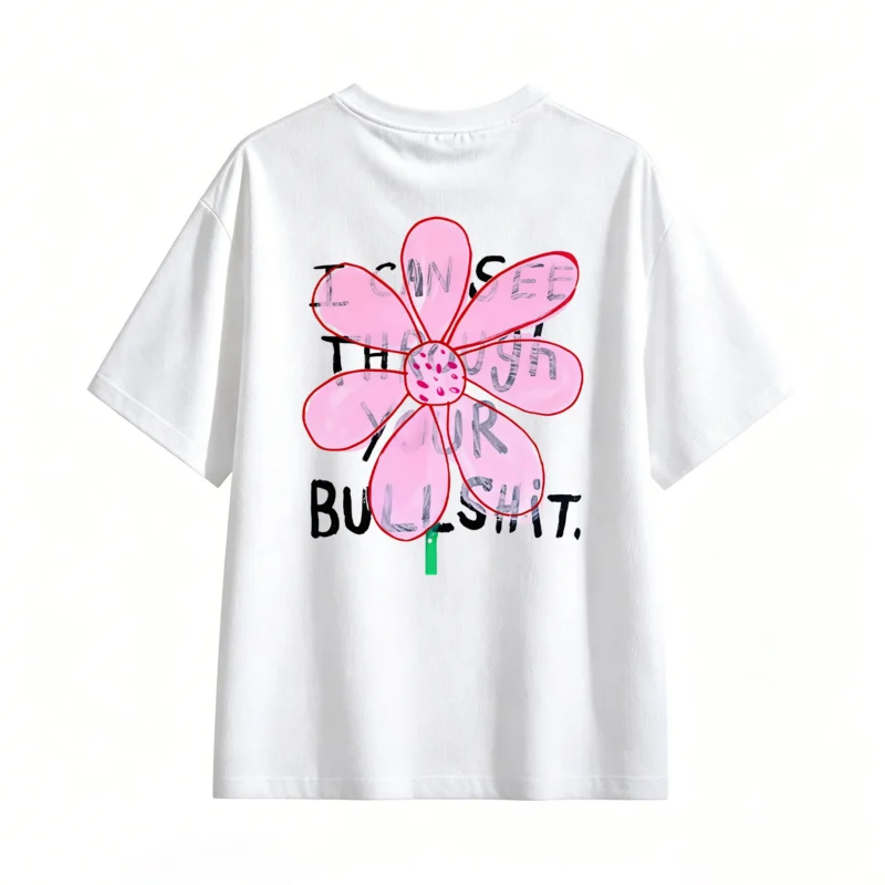 Remera Algodón Estampado Flor Rosa Diseño Y2K Casual Verano