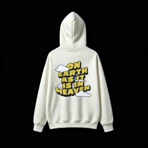 Buzo capucha estampado frase On Earth vintage