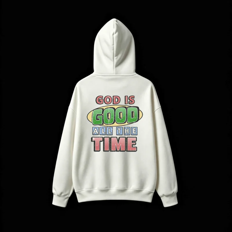 Buzo capucha estampado frase God Is Good vintage