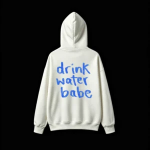 Buzo capucha estampado frase Drink Water